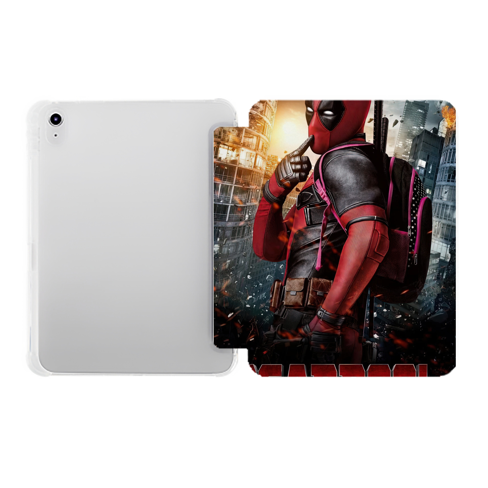 （画像用） Deadpool デッドプール IPad ケース ペン収納付き 三つ折りスタンド PUレザー×シリコン 対応機種9.5/10.5/10.9インチ